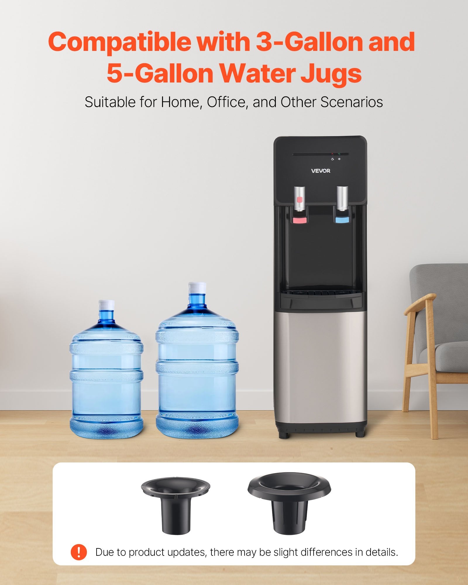Top Loading Water Cooler Dispenser For 3 Or 5 Gallons Jugs Stainless Steel