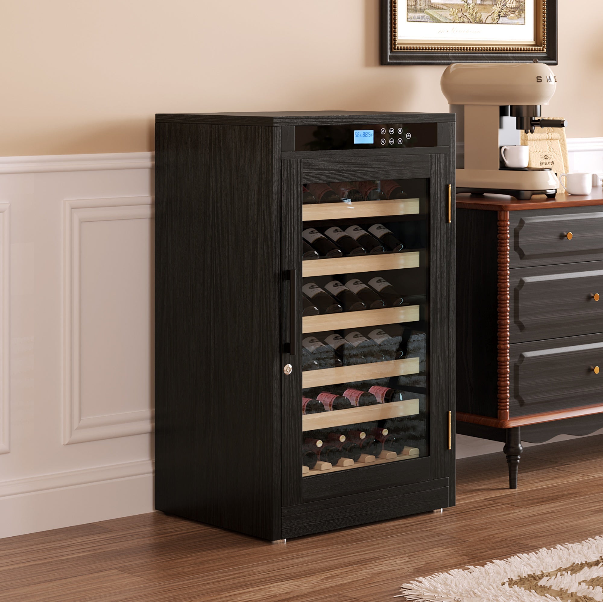 LED Touch Screen Display Constant Temperature Black Grape Wine Cooler