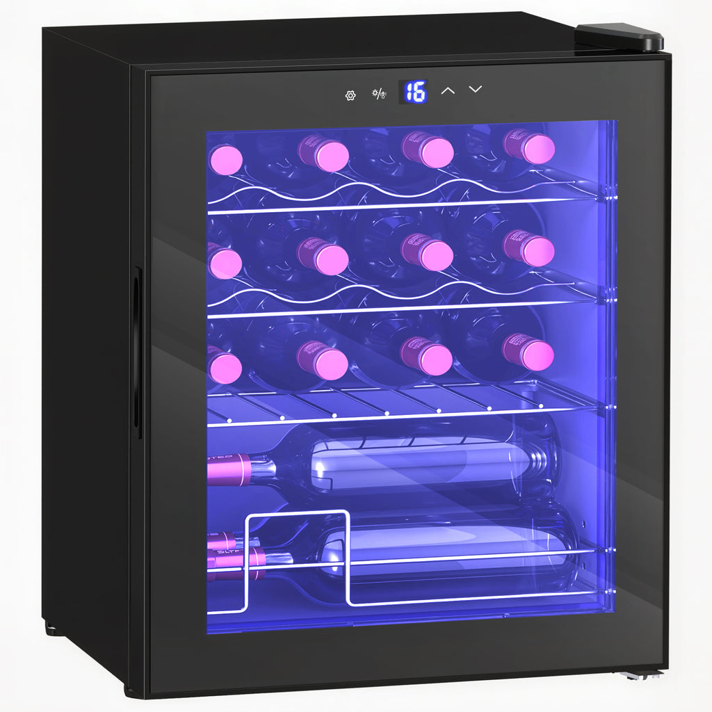 42L 16-Bottle Wine Cooler Fridge - Black